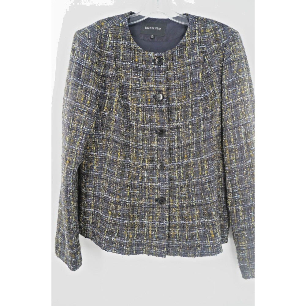 Lafayette 148 New York Women Sz 16 Tweed Tailored Blazer Jacket 73% Virgin Wool